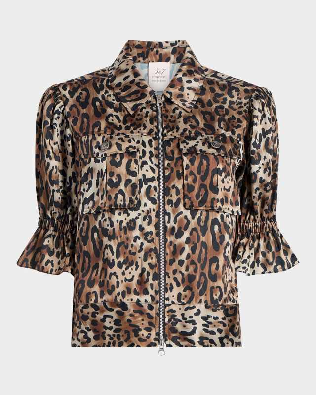 Holly Leopard Short-Sleeve Jacket
